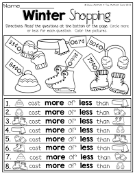 Winter Shopping Comparing Numbers And Fun Way To Work With Money Winter Math Homeschool Math Teaching Money