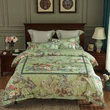 4pcs Chinese Birds And Flowers Painting Themed Bedding Sheet King Size Sateen Bed Linen 100s Egypti Egyptian Cotton Duvet Cover Bedding Sets Queen Duvet Covers