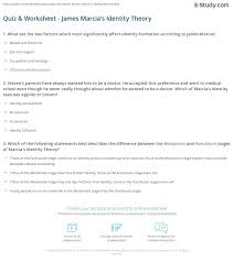 · adolescents' identity development advances when their relationship with their parents. Quiz Worksheet James Marcia S Identity Theory Study Com