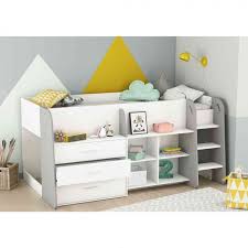 lit combine enfant en bois 90x200 lt144 blanc terre de nuit la redoute lit combine enfant lit enfant lit enfant rangement