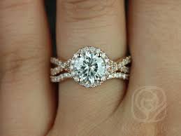 Rosados Box Gabi 7mm 14kt Rose Gold Round Forever One Etsy Halo Wedding Set Expensive Wedding Rings Diamond Wedding Bands