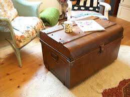 Large Vintage Metal Tin Steamer Trunk Storage Box Treasure Chest Coffee Table In Home Furniture Diy Furniture Trun Vintage Metal Metal Tins Storage Box