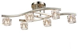 Modern Ceiling Light Fixture Glass Crystal Ice Cube 6 Lights Contemporary Flush Mount Ceiling Lighting By Claxy
