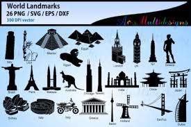 Download 1 World Landmarks Silhouette Designs Graphics PSD Mockup Templates