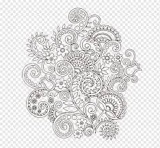 Download Black And White Floral Tattoo Mehndi Paisley Illustration Twining Vine Flower Painted Hand Monochrome Png Pngwing