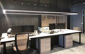 Beyond ambient lighting that diffuses light throughout the space and task lighting built for specific work stations, it also pays to think about accent and decorative lighting. Office Cross Linear Lights Lighturr