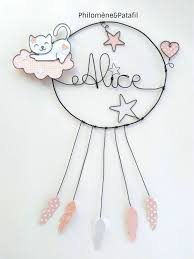 Prenom Fil De Fer Personnalisable Chat Sur Nuage Attrape Reve Etoiles Decoration Pour Chambre D Enfant Maxi 9 Lettres Crafts Mandala Hobby