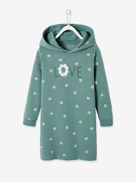 Check spelling or type a new query. Robe Molleton A Capuche Fille Details Fantaisie Vert D Eau Imprime Vertbaudet