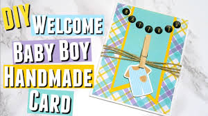 Then just print, trim the edges along the dotted lines, and fold twice, to make your baby congratulations card. Diy Handmade Welcome Baby Boy Greeting Card Cardmaking Welcome Baby Card For The Birth Of A Baby Youtube
