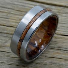 Titanium Ring With Koa Wood Inlay 8mm Comfort Fit Band With Wood Inside Titanium Rings For Men Tungsten Mens Rings Titanium Rings