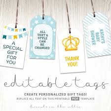 Make a few of these hooded towels that are perfect for little babies. Printable Baby Shower Gift Tags Editable Party Favor Labels Etsy