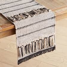 Black And White Farmhouse Table Runner Farmhouse Fringe Black White Table Runners Pier 1 Imports Black White Table Runner Boho Table Runner Table Runners
