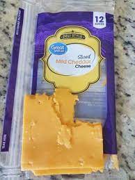 1 slice (19 g), 60 calories, 5 g fat, 3 g saturated fat, 230 mg sodium, 2 g carbs, 0 g fiber, 1 g sugar, 3 g protein. Great Value Deli Style Sliced Mild Cheddar Cheese 12 Count 8 Oz Walmart Com Walmart Com
