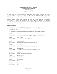 Report of the State Board of Education Committee of the Whole