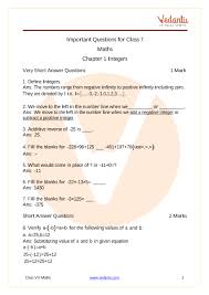 A lot of individuals admittedly had a hard t. Important Questions For Cbse Class 7 Maths Chapter 1 Integers