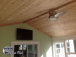 Screened Porch With A Roof Vaulted Tongue And Groove Cedar Ceiling Recessed Lighting And Eze Breeze P Patio Lighting Balcony Grill Design Recessed Lighting