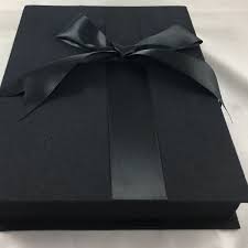 Black Cotton Funeral Box With Hinged Lid Bow Luxury Wedding Invitations Handmade Invitations Wedding Favors