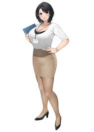 office girl, short hair, big boobs, Sakuranotomoruhie, curvy, anime girls,  simple background, white background, black hair | 2591x3624 Wallpaper -  wallhaven.cc