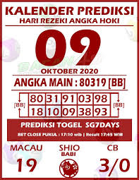 Kalender Prediksi Togel Sg7days 09 Oktober 2020 Bacan4d Kalender Shio Pengikut