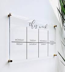 Acrylic Weekly Calendar Board For Wall Family Command Etsy In 2020 Calendar Board Family Command Center Weekly Calendar