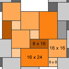 Marble 12x12 tile with 5/8 decos pinwheel pattern. 4 Size Tile Pattern Generator
