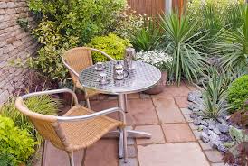 Designing Small Patios Patio And Garden Furniture In Small Enclosed Outdoor Room With Plants Patio Garden Design Small Outdoor Patios Patio Garden