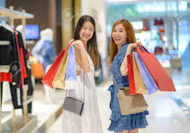 Joyful home shopping 3d cute butterfly rainbow wall stickers. Young Happy Women Looking Goods Staffs Items With Joyful In Shopping Stock Photo Picture And Royalty Free Image Image 129964484