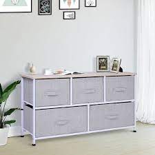 The handles were made from an old pair of white leather. Porch Den Dow Grey White 5 Drawer Storage Cube Dresser With Fabric Bins Sale
