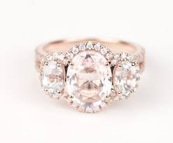Very Beautiful Very Unique Ring Big Sweet Peach Pink Champagne Oval Sapphire And A Pair Three Stone Engagement Rings Halo Womens Wedding Bands Pretty Rings