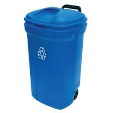 United Solutions 34 Gal Wheeled Outdoor Trash Can Recycling In Blue Tb0056 The Home Depot In 2020 Recycling Bins Recycle Trash Outdoor Trash Cans