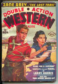 Double Action Western 1/1936-Bondage cover by George Gross-