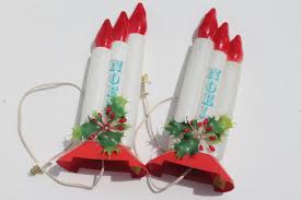 Vintage Empire Plastic Blow Mold Christmas Candles Holiday Window Decorations