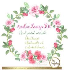 Azalea Flowers Design Kit Azalea Wreaths And Bouquets Images Watercolor Hand Painted Png Transparent Watercolor Flower Wreath Azalea Flower Bouquet Images