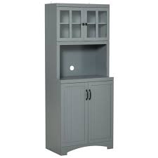 Georgina series buffet & hutch with storage in ebony on maple d803. Homcom Accent Kitchen Buffet And Hutch Wooden Storage Cupboard With Glass Framed Door And Microwave Space Walmart Com Walmart Com