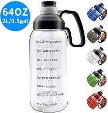 Amazon Com 64 Oz Water Bottle With Straw And Time Half Gallon Water Bottle With Time Marker Water Bottles 64 Oz Water Bottle Water Bottle Large Water Bottle
