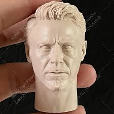 Unpainted 1/6 Tony Tony Stark HEAD ทหารสำหรับผู้ชายเหล็กสลักรูปหัวมนุษย์  Robert downey jr. รุ่นหัวสีขาวพอดีกับร่างกายตุ๊กตาขยับแขนขาได้12''