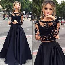 Long Sleeve Lace Prom Dress Two Pi Prom Dresses With Sleeves Prom Dresses Long With Sleeves Two Piece Evening Dresses