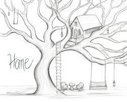 Home Is A Treehouse Treehouse Art Tree Wall Art Pencil Sketch Art Easy Drawings Sketches Tree Drawing Tree Drawings Pencil