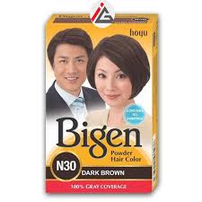 Bigen powder hair colour dye permanent , just add water, great to cover greys. Buy Hoyu Bigen Bigen Powder Hair Color N30 Dark Brown 6 Gm