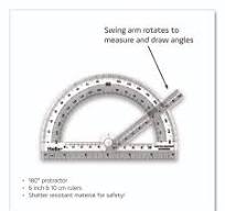 180 Degree Shatter Resistant Swing Arm Protractor, 6" Ruler ...