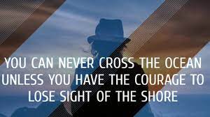 Courage naturally appears once you realize you are alone. You Can Never Cross The Ocean Until You Have The Courage To Lose Sight Of The Shore Christopher Columbus