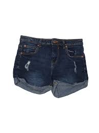 Details About Bershka Women Blue Denim Shorts 4