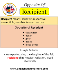 Which is the opposite of a proactive person? Opposite Of Recipient Antonyms Of Recipient Meaning And Example Sentences English Grammar Here