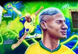 Artista cearense grafita gol de Richarlison em muro e atacante compartilha
