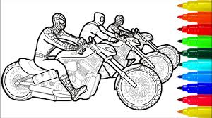 Hello everyone!welcome to the fun color fill gamei am jack i am a worker, my wrist was unfortunately injured a few days ago when i was working, now i can't l. Spiderman Bikers On Motorcycles Coloring Pages Youtube