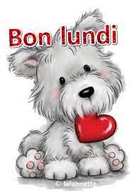 Bon Lundi chien et coeur - image animée GIF