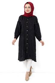 Dugmeli Tesettur Tunik Tsd1112 Siyah Moda Stilleri Tunik Gomlek