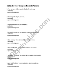 Prepositional Phrase Worksheet With Answers English Worksheets Infinitive Or Prepositional Phrase In 2020 Prepositional Phrases Book Suggestions Phrase