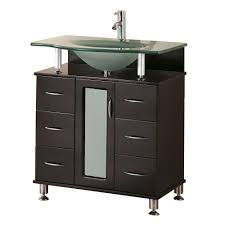 The bathroom is associated with the weekday morning rush, but it doesn't have to be. Design Element Huntington 30 In W X 22 In D Vanity In Espresso With Glass Vanity Top In Aqua Dec015a The Home Depot