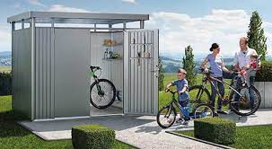 Die ideale größe nimmt möglichst alle fahrräder auf, die du und deine familie hier regelmäßig unterstellen. Fahrradgaragen Und Fahrradboxen Aus Metall Von Biohort